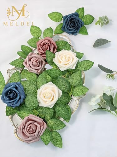 Artificial Flower 100pcs Real Touch Dusty Pink Rose Fake Foam Roses with Stems for DIY Wedding Bouquets Gifts Bulk Crafts Faux Floral Centerpieces Arrangements Home Party Tables Decorations - color: Dusty Pink, size: 100Pcs