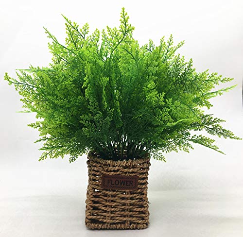 CATTREE Artificial Ferns Shrubs Bushes, Faux Plastic Plants Fern Leaves Fake Persian Grass Wedding Indoor Outdoor Home Garden Verandah Kitchen Office Table Centerpieces Arrangements Decoration 4 Pack - color: Small Fern Leaves-4 Pcs