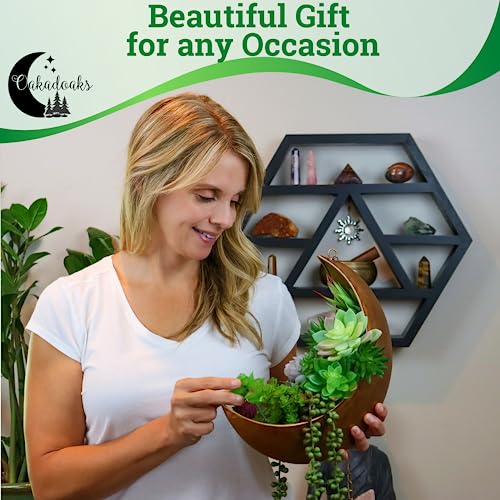 Hanging Moon Planter - Moms Day Gifts for Women - Moon Room Decor - Unique Planters for Succulents,Air Plant, Cactus, Artificial Plants- Plant Lover Gifts - Boho,Hippie, Witchy, Birthdays Gifts - color: Gold