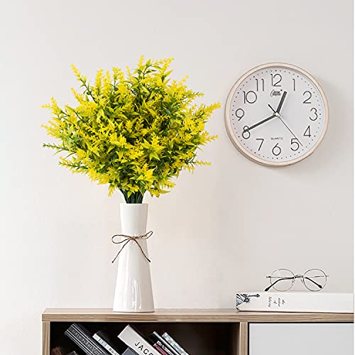 Outdoor Artificial Lavender Fake Flowers - 20 Bundles UV Resistant Outdoor Faux Plastic Flowers Plants Greenery Shrub for Indoor Outside Decoration(Yellow) - color: Yellow, size: 20 Bundles