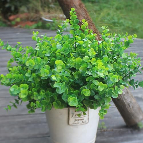 Fake Plants – 8 Bundles Faux Artificial Plants, UV Resistant Faux Plastic Greenery for Outdoor Front Door Porch Patio Balcony Garden - color: Green