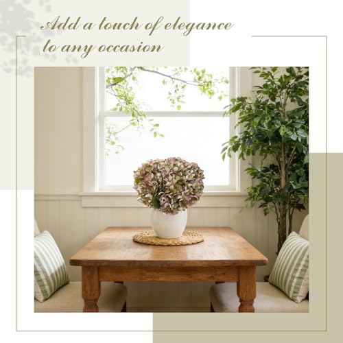 8PCS Lifelike Artificial Silk Hydrangea Flowers, Fake Hydrangea Flowers Bouquet with Stems, Full Faux Hydrangea for Home Decor Wedding Table Party Office Decor(Dusty Green1) - color: Small-dusty Green