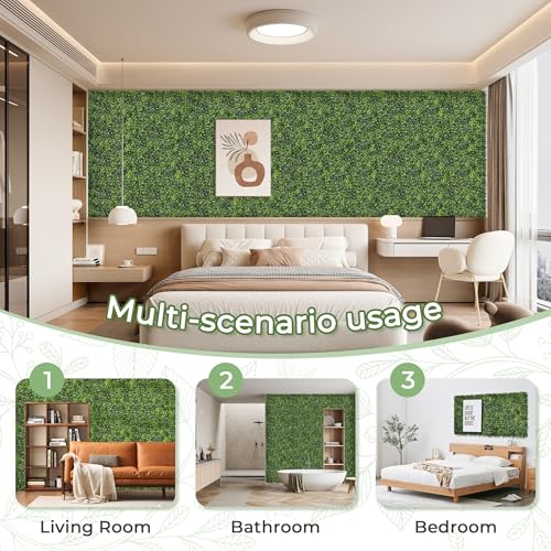 Artificial Grass Wall Panel Screen: 10"x10" 24P (16.8 sqft) UV-Anti Faux Boxwood Panels for Indoor Outdoor Green Wall Decor, Privacy Fence, Patio, Balcony, Party Backdrop - size: 10"x10" 24P
