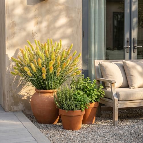 GTIDEA 24pcs Artificial Grass Plants 17.5in Faux Ornamental Grass Stems for Outdoor Planters Home Garden Porch Decor - color: 24pcs-orange