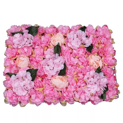 Flower Wall Panel Floral Backdrop, 6 Pcs Flower Wall Decor, 24" X 16" Silk Rose Wall, Artificial Flower Wall Backdrop Faux Flower Panel for Wedding, Party, Home (Dahlia Peony Hydrangea) - color: Dahlia Peony Hydrangea