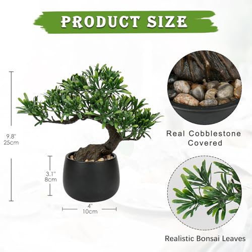 Artificial Bonsai Tree Juniper Faux Plants Indoor Fake Plants Decor with Ceramic Pots for Home Table Office Desk Bathroom Shelf Bedroom Living Room Farmhouse Decorations - style: Maki