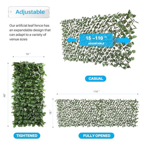Patio Paradise 1PC Artificial Ivy Expandable Privacy Fence Screen Faux Greenery Wall Green Vines Leaf Hedge Outdoor Lattice Panels Covering for Apartment Balcony Deck Porch Backyard, Single-Side - color: Ivy Leaves