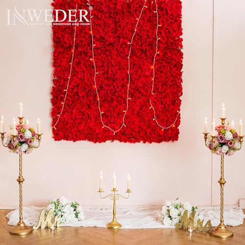 Flower Wall Panel Backdrop: 6 Pcs 24 x 16 Inch Red Artificial Hydrangea Floral Panels - color: Red, size: 6 PCS