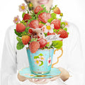 Airpark Pop Up Flower Bouquet Card for Women, 3D Floral Greeting Card with Envelope and Note, Birthday Thank You Thinking of You Get Well Gift for Mom Friend Wife Teacher, Strawberry - style: Strawberries