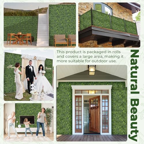 Artificial Boxwood Backdrop Roll: 80"x120" (67 sqft) UV-Anti Greenery Faux Grass Hedge for Indoor Outdoor Green Wall Decor, Patio Privacy Screen, Garden Fence Covering - size: 80"X120"
