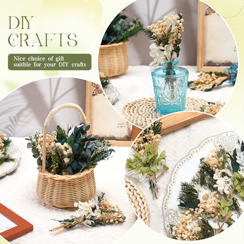 Layhit 12 Pcs Boho Dried Flower Bouquet Mini Wedding Handmade Dry Flowers Decor for Vase Crafts DIY Photo Boutonniere for Men Floral Plant for Bridesmaid Gift Birthday Decor(Fresh) - style: Eucalyptus