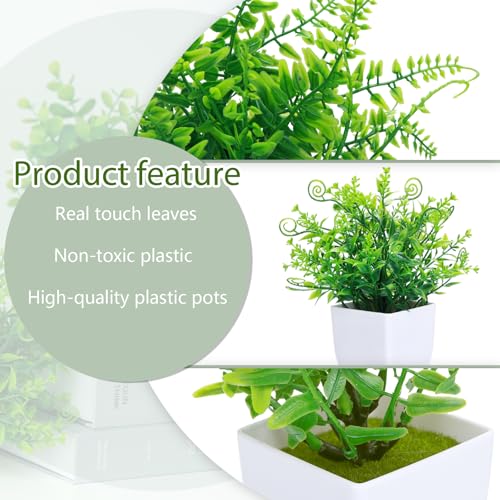 GREENTIME 4 Pcs Fake Plants Potted Small Artificial Plant Indoor Faux Greenery in White Pot for Home Office Bedroom Desk Bathroom Shelf Farmhouse Decorations - color: White-4