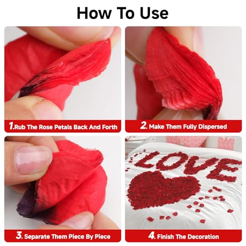 Anwyll 3000Pcs Dark-Red Rose Petals - Artificial Faux Flowers Fake Rose Petals for Wedding Proposal Engagement Romantic Night Anniversary Valentine's Galentine's Day Decoration Home Room Party Decor - color: Red-black