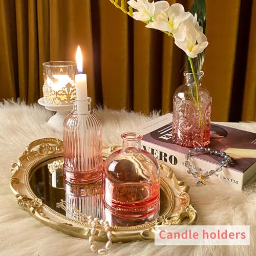 Glass Bud Vases in Bulk Set of 30 Pcs,Small Glass Vases for Flowers as Wedding Centerpieces for Tables,Clear Flower Vases Suitble for Wedding Decorations,Home Decor (Light Rose-red, 30 pcs) - color: Light Rose-red, size: 30 pcs