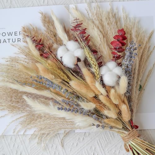 Dried Flowers Bouquet - Natural Pampas Grass Boho Decor Flower Arrangements for Rustic Home Bedroom Wedding Western Modern Decorations