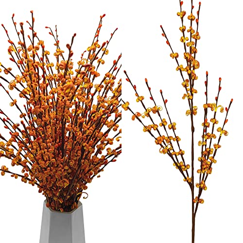 Wootkey 5 Pcs 29.5" Long Fake Fall Flowers Burnt Orange Jasmine Fall Floral Stems for Wedding Bouquets Dried Autumn Orange Fake Flowers for Vases Home Parties - color: Autumn Yellow, size: 5pcs-29.5''