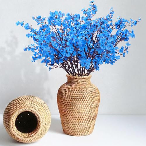 Yastouay Blue Fake Flowers Artificial Flowers, 5 Pcs Real Touch Silk Flowers Faux Flowers for Decorations, Babys Breath Artificial Flowers Bulk for Spring Decor Floral Arrangement - color: Blue, size: 5 Pcs