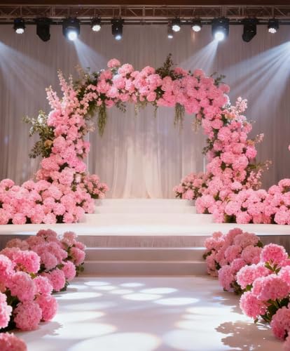 50 Pack Artificial Pink Hydrangea Flowers with Leaves, 6 Inch Silk Flower Heads, DIY Mother's Day Wedding Decor Set with 100 Leaves, 50 Stems - color: Pink