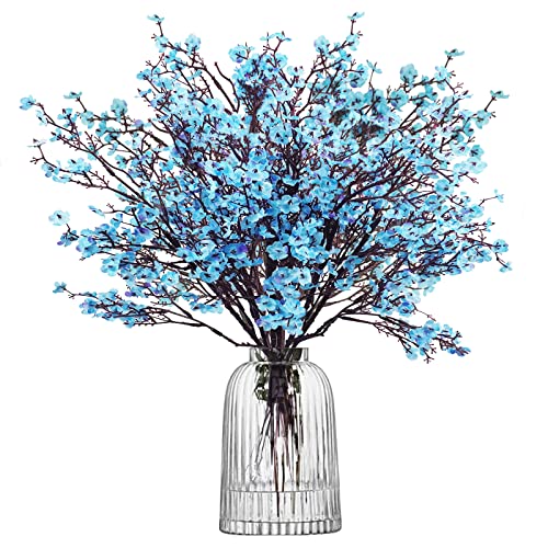 Uieke 15 Pcs Artificial Baby Breath Flowers Fake Gypsophila Bouquets Faux Silk Flower Real Touch Flowers for Wedding Farmhouse Decor DIY Home Party Office Kitchen Hotel Bathroom Garden Blue - color: Blue, size: 15PCS