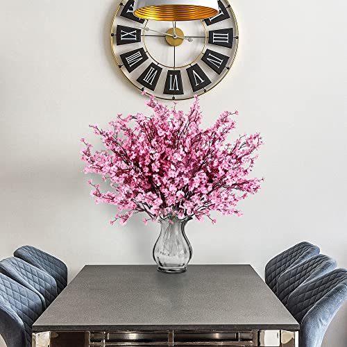Sggvecsy 15 Pcs Babys Breath Artificial Flowers Gypsophila Bouquets Bulk Real Touch Fake Silk Flowers for Home Wedding DIY Floral Arrangement Kitchen Table Centerpiece Festival Decoration (Pink) - color: Pink, size: 15Pcs