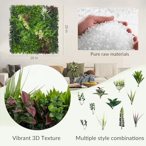 Artificial Grass Wall Boxwood Plant Panel: 20"x20"(12P) UV Resistant Green Leaves Faux for Interior Wall Backdrop,Garden and Indoor Outdoor Wall&Fence Covering Privacy，Party Wall Fence Decor - size: 20"x20"(12P)