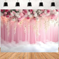 Romantic Pink and White Roses Wisteria Bridal Shower Photo Studio Backdrop Pink Wall Girls Woman Birthday Party Tea Party Baby Shower Anniversary Photography Background (D, 8 * 6feet) - color: D, size: 8*6feet