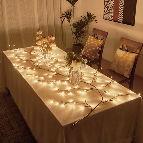 Bexdir Enchanted Willow Vine Lights 9.3ft 160LED, Vines for Home Decor Lighted Tree for Walls in 8 Modes & Timer, Branches Lights for Halloween Christmas Holiday Decor Indoor with Timer - color: Brown