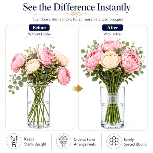2 Pack Flower Arrangement Holder for Vase, Spiral Blossom Grid Flower Frog Stem Support, Ikebana Bouquet Tool (Clear) - color: Clear