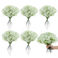 Grevosea 120 Pcs Baby Breath Artificial Flowers - White Green Gypsophila Babies Breath Flowers Artificial Bulk Faux Flower Bouquet Flores Greenery Real Touch Arrangements Wedding Tables Decorations