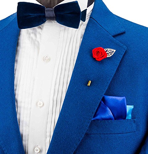 Flairs New York Gentleman's Essentials Premium Handmade Flower Lapel Pin Boutonniere - color: Blush Pink [Rose Gold Leaf]