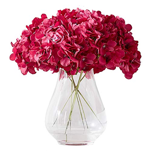 Artificial Hydrangea Flowers Fuchsia 10 Heads Hydrangea Silk Flowers Head for Wedding Centerpieces Bouquets DIY Floral Decor Home Decoration with Long Stems - color: 10pcs Fuchsia, size: Large