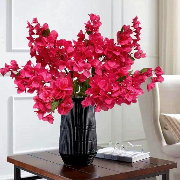 Pack of 16 - Artificial Bougainvillea Flower Stems Silk Long Branches Full Blossoms for Home Wedding Table Centerpiece Event Backdrop Indoor Outdoor Decorations - color: Deep Pink - Pack of 16