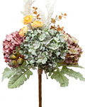 Hydrangea Artificial Flowers Bouquet, Pre-Arranged Fake Flowers Bouquet with Ranunculus, Eucalyptus, Pampas, Real Touch Silk Flowers for Centerpiece Shelf Table Wedding Home Decor