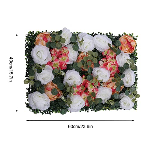 Artificial Flower Wall Panels, Silk Wedding Flower Wall Backdrop Panel, 3D Floral Panel Artificial Floral Wall Mat Flower Screen for Photo Party Wedding Wall Background Decor (6PCS White, Pink) - color: 12pcs White, Pink