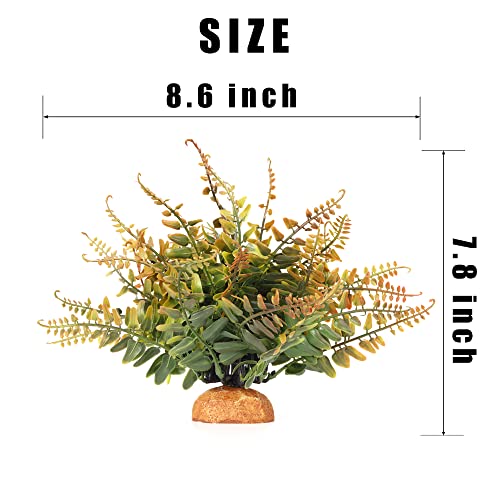 Fake Fall Colors Boston Fern, Reptile Plants for Terrarium, Amphibian Tank Accessories Habitat Decor fit Crested Gecko Leopard Lizard Chameleon Ball Python Snake Frog - color: J-fake Fall Colors Boston Fern