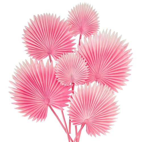 DILATATA 6 Pcs PU Foam Pink Artificial Palm Leaves for DIY Wedding Bouquets, Centerpieces, Arrangements, Bridal Shower, and Home Decor - color: Pink Palm