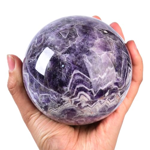 Dream Amethyst Crystal Ball with Stand Large Healing Crystals Sphere for Meditation, Divination, Witchcraft 90-100mm/3.5-3.9" - color: Dream Amethyst, size: 3.5 - 3.9 inches