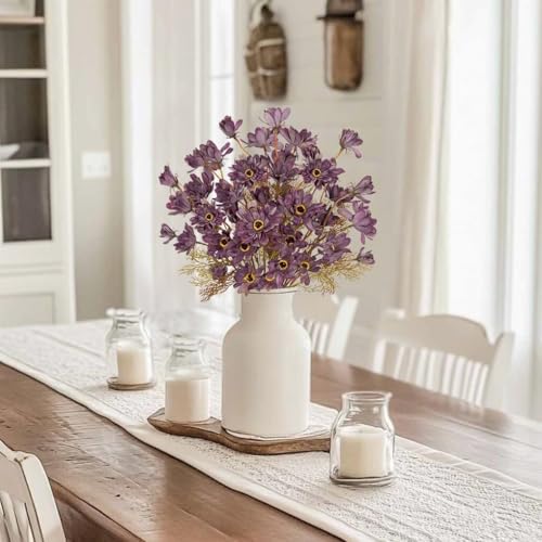 3 Bunches Artificial Daisy Flowers with Stems for Autumn Flower Arrangements, 20" Fake Burgundy Chrysanthemums Silk Flowers for Fall Floral Decor, Faux Wildflowers Mums Sprays for Centerpiece, Purple - color: Purple
