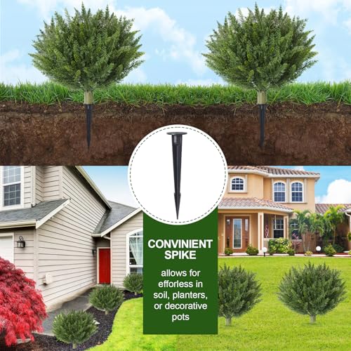 Set of 2 Artificial Cypress Christmas Topiary Shrubs, 20" UV-Resistant Faux Outdoor Plants with Ground Spikes — Realistic Cedar Bushes for Porch, Patio, Garden, Yard Décor - color: Cyress Tree