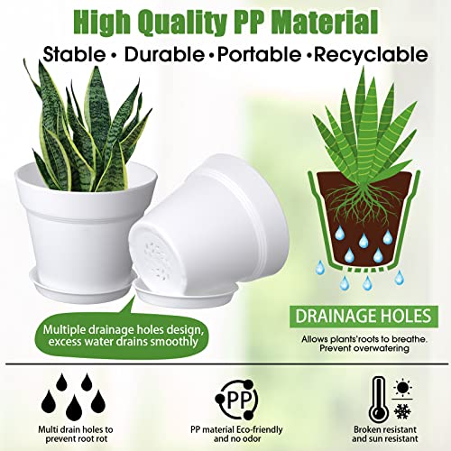Mumufy 54 Pack 4 Inch Plant Pots Bulk Small Planter with Drainage Hole and Saucer Small Plastic Pots for Flowers Succulent Cactus and All House Indoor(White) - color: White