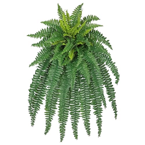 GnFlus Artificial Boston Fern 35 Inch Faux Fern with 50 Fronds, Realistic Ferns Artificial Plants Large Silk Fern Bush for Outdoor Indoor Hanging Planter, Porch Patio Home Farmhouse Garden Decor - size: 50 fronds