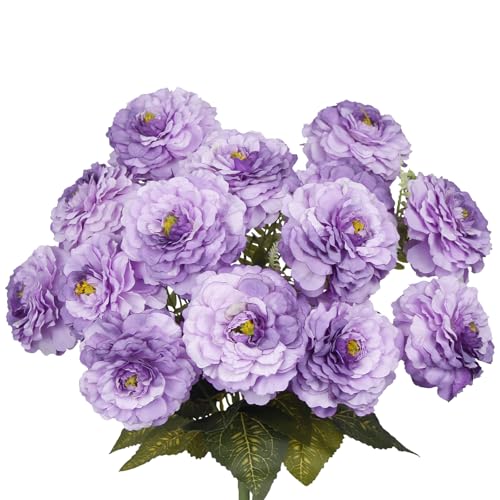 2 Pcs Artificial Flowers Zinnias Silk Flowers with Stems Zinnia Elegans Artificial Flowers for Outdoors Floral Arrangements Table Centerpieces Wedding Party Home Spring Summer Decor Purple - color: Purple