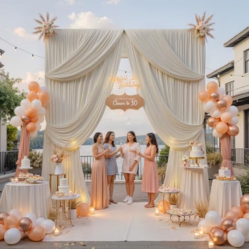 20ftx12ft Beige Backdrop Curtains for Parties, Wrinkle Free Polyester Beige Photo Backdrop Drapes 4 Panels 12 ft Long Back Drop Cloth for Wedding Birthday Photography Background - color: Beige, size: 5ft(W)x12ft(H)_4 Panels