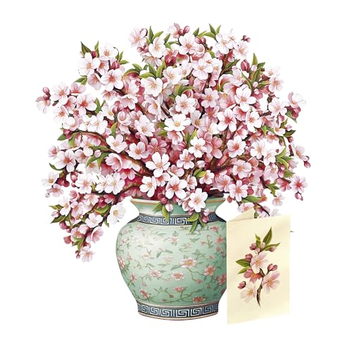 Freshcut Paper Japanese Cherry Blossoms 12 Inch Life-Sized 3D Pop Up Card – Greeting Card, Birthday, Mothers Day, Thank You, Gifts for Mom and Her – Includes Notecard and Envelope - color: Japanese Cherry Blossoms, size: Classic