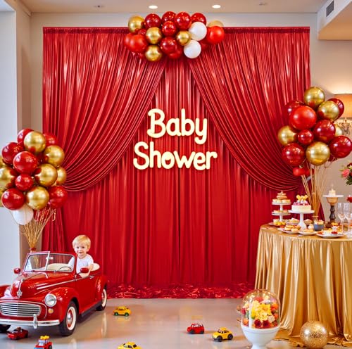 30ftx10ft Red Sequin Backdrop Curtain for Parties, Wrinkle Free Thick Glitter Sparkle Photo Backdrop Drapes 6 Panels 5x10FT Shimmer Back Drop Cloth for Wedding Birthday Photography Background - color: Red, size: 5'W×10'H _6 Panels