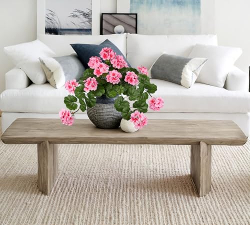 Briful Realistic Silk Geraniums Flowers for Outdoor & Indoor Decor, 19.6” Wide Lush Artificial Geranium Bouquet for Home Door Patio Decor, 15.7'' High Farmhouse Trailing Hanging & Tabletop Decor, Pink - color: Pink
