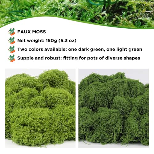 5.3OZ Artificial Faux Moss Fake Green Moss for Crafts Decorative Moss Preserved Moss for Plants Indoor Fairy Garden DIY Decorative Walls Glass Containers Model Making Home (Dark Green) - color: Dark Green