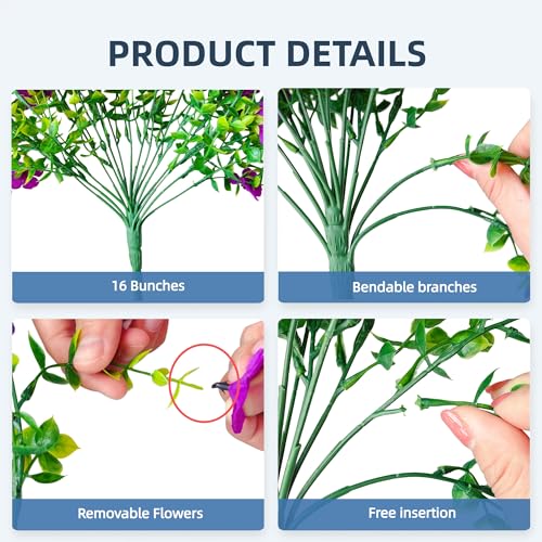 UV Resistant Artificial Hanging Flowers Outdoor Decor - 2 Pack Fake Hanging Plants with Silk Daisies for Spring Summer, No Fade Faux Flowers for Planter, Front Door, Porch, Patio, Garden, Yard - color: Light Purple Red