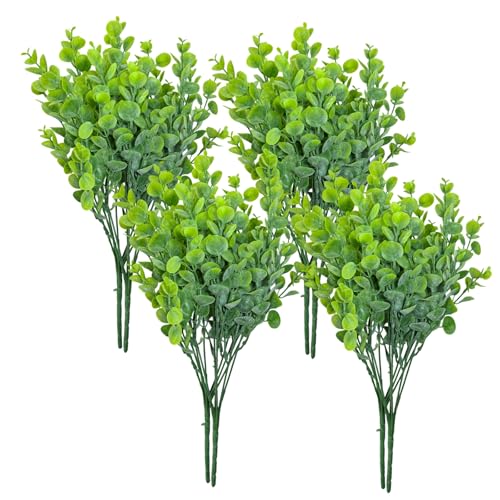 8 Bundles Multi Colored Artificial Eucalyptus Leaves, Plastic Plants, Outdoor Plants, Indoor Decorative Artificial Plants, Porch Window Frames, Green Plant Decorations (8, Light Green) - color: Light Green