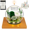 Preserved Green Real Rose in Glass with Scented Candles – Forever Flower Romantic Anniversary Christmas Birthday Valentines Mothers Day Gifts for Mom, Women, Wife, Girlfriend, Her, Grandma - color: Green